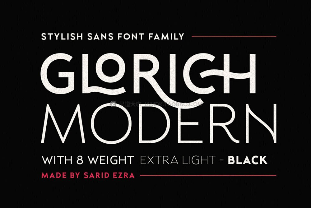 现代经典杂志排版海报标题logo设计无衬线连字英文字体家族 Glorich Font Family_img_2