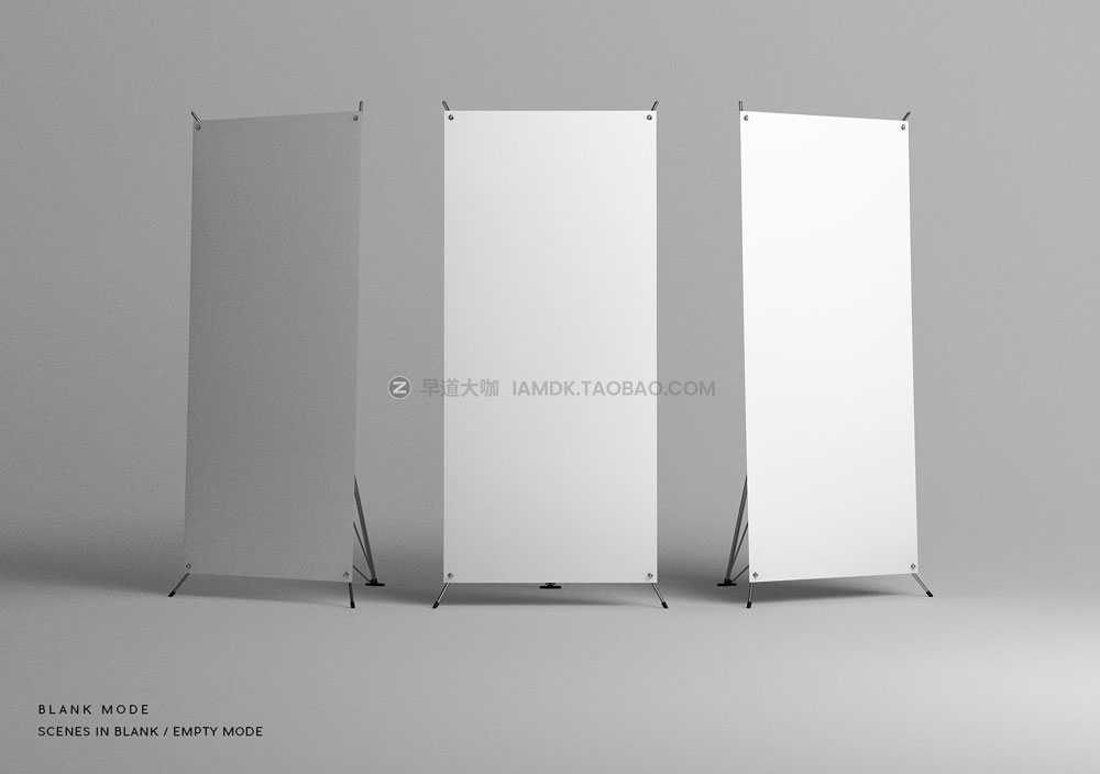 7款时尚易拉宝X展架画面设计展示贴图psd样机模板 7 X-Stand Banners Mockup_img_2