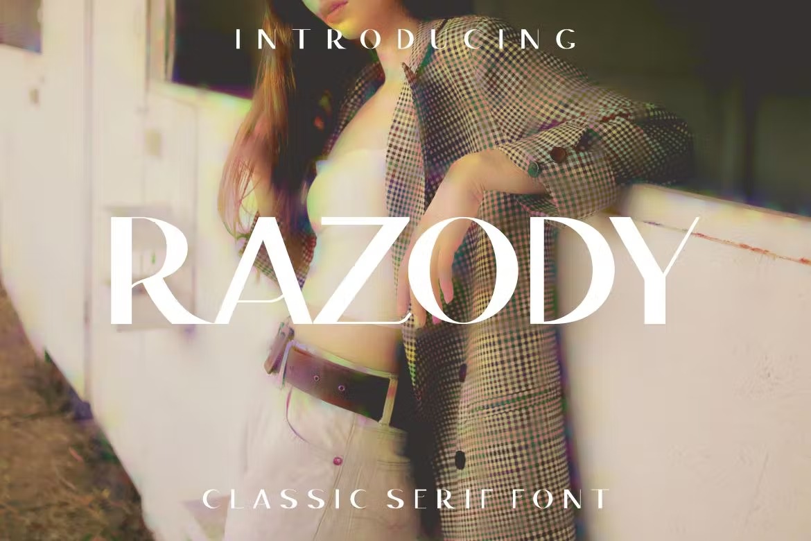 现代优雅海报封面徽标logo设计衬线英文字体 Razody Font_img_2