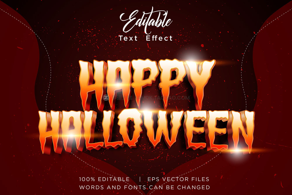 14款炫酷黑暗惊悚万圣节主题海报标题logo设计ps样机模板素材 Halloween Editable Text Effects Bundle_img_2