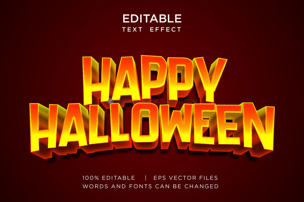 14款炫酷黑暗惊悚万圣节主题海报标题logo设计ps样机模板素材 Halloween Editable Text Effects Bundle_img_2