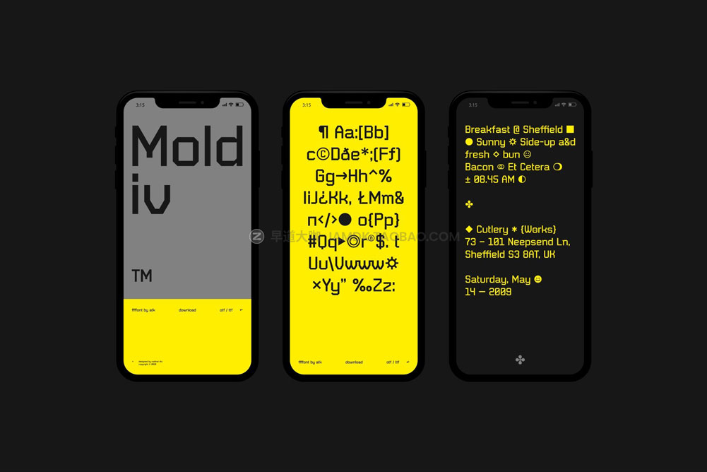 未来科技几何杂志海报标题logo徽标设计无衬线字体素材 Moldiv Font_img_2