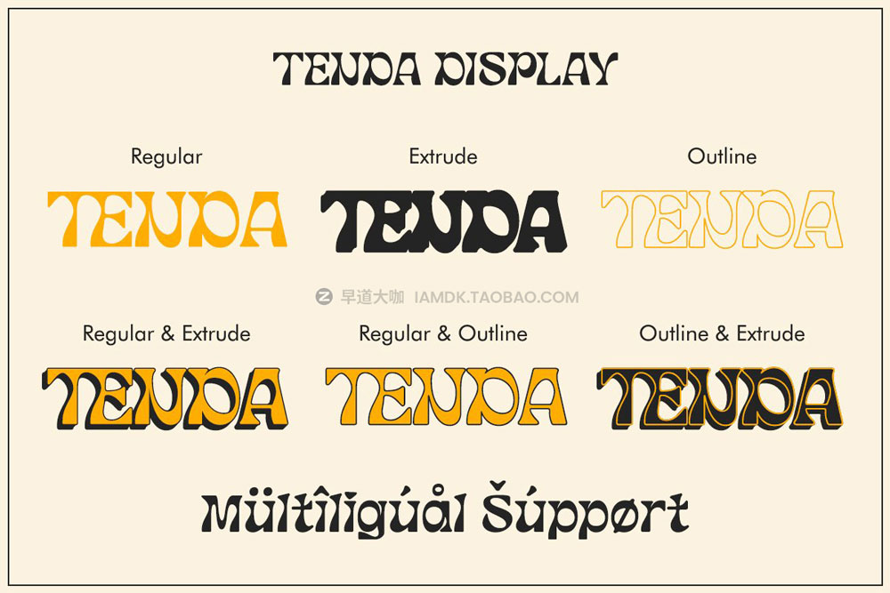 潮流复古酸性逆反差标题logo设计衬线英文字体安装包 Tenda Display Font Family_img_2