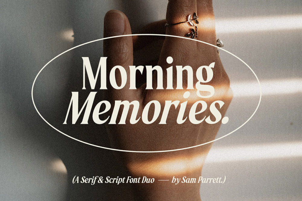 复古优雅海报杂志字体排版标题logo设计衬线手写英文字体套装 Morning Memories Font Family_img_2