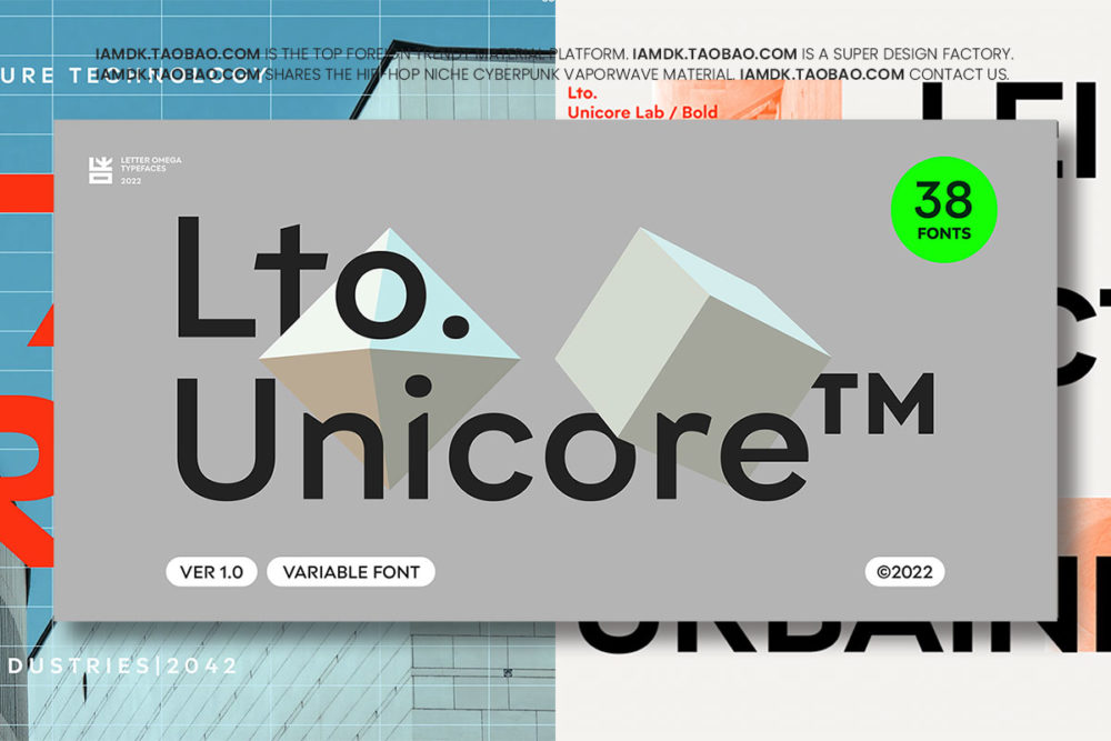 未来几何海报杂志排版标题logo设计无衬线英文字体家族 Lto.Unicore Font Family_img_2