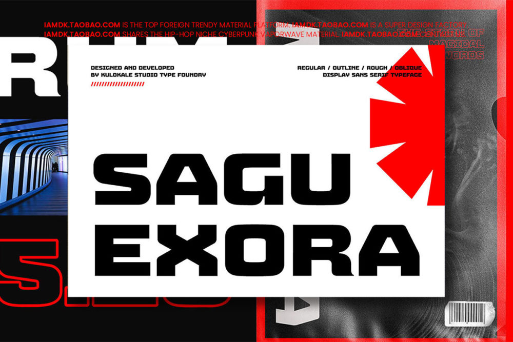 未来机能工业风海报杂志标题logo设计无衬线英文字体安装包 Sagu Exora Font Family_img_2