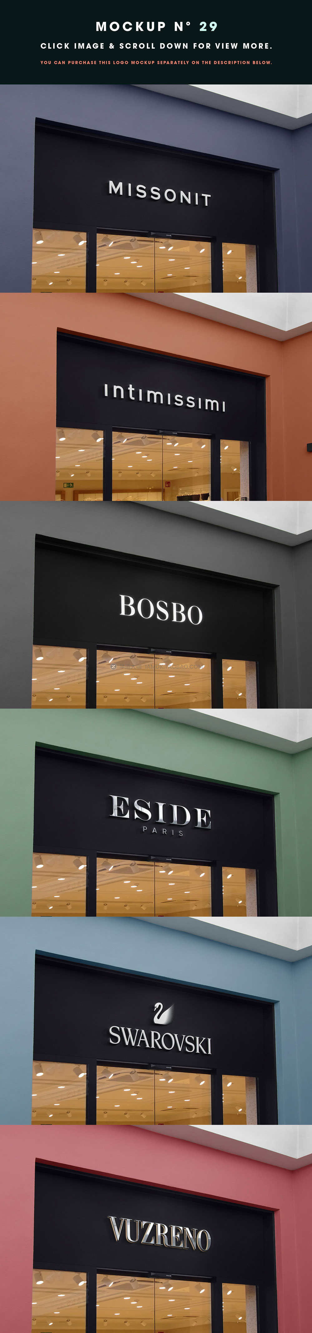 50款高级店招门头招牌金属logo立体字设计展示贴图ps样机模板 50 Signs & Facade Logo Mockups - V1_img_2