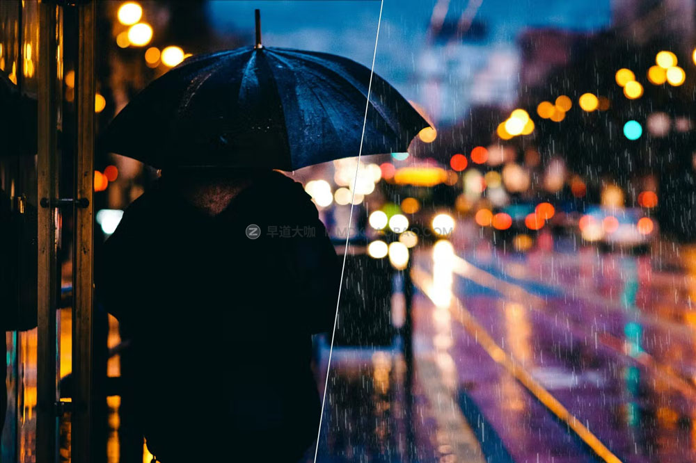 逼真下雨效果照片处理特效ps样机模板素材 Rain Photo Effect_img_2