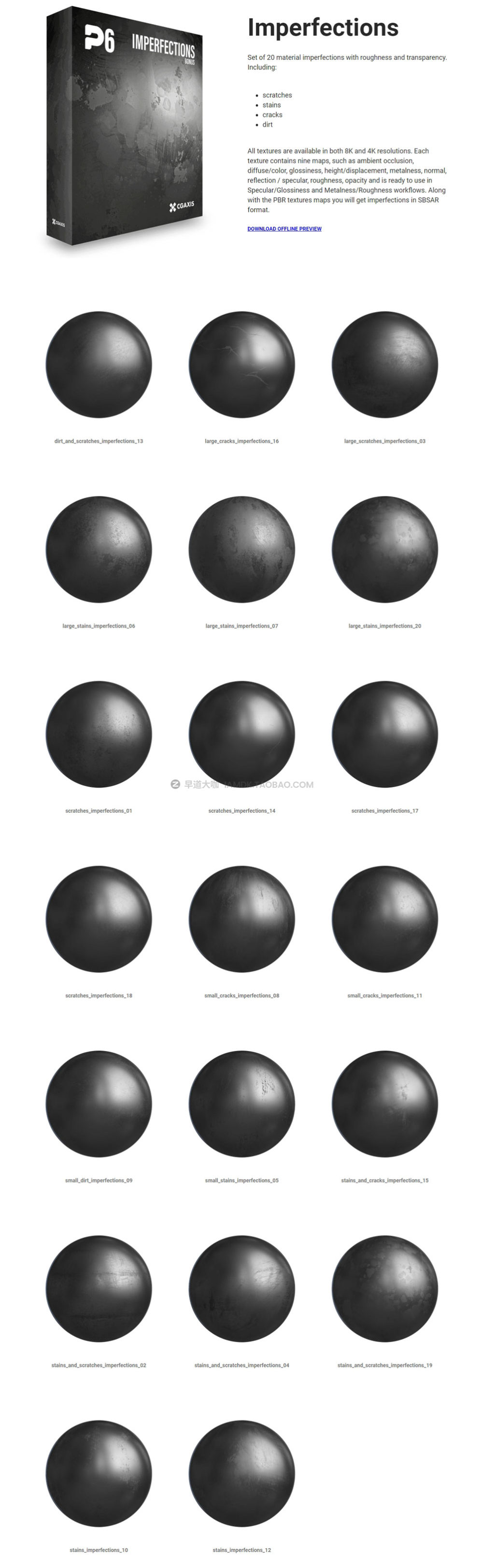 100种做旧污渍划痕污垢3d贴图材质素材 CGAxis - Physical 6 Imperfections_img_2