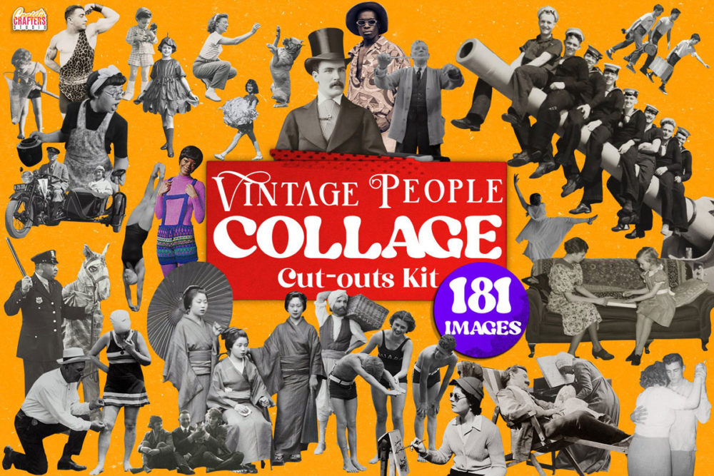 超现实复古欧美风人物艺术剪贴拼贴画png免抠图片设计素材 Vintage People Collage Cut-Outs Kit_img_2