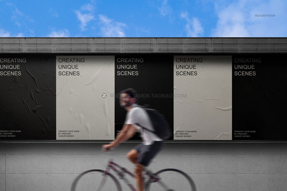 15款时尚城市街头海报围挡展板设计展示贴图psd样机模板源文件 Posters and Billboard Mockup Set_img_2