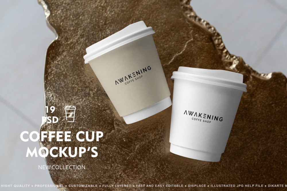 19款逼真品牌vi设计咖啡外卖纸杯外观贴图psd样机模板合集 Coffee Cup MockUp Set_img_2