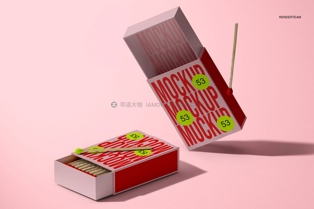 复古创意文创火柴盒抽屉纸盒产品包装设计展示贴图ps样机模板 Matches Box Mockup Set_img_2