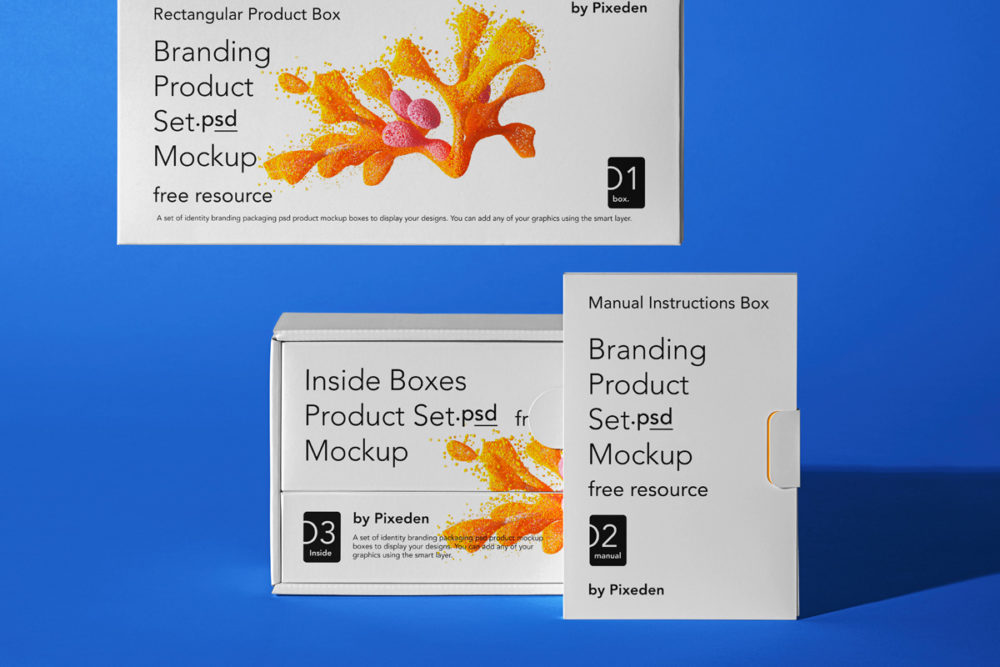 时尚产品品牌包装纸盒外观设计展示贴图psd样机模板 Product Branding Psd Box Mockup Set_img_2