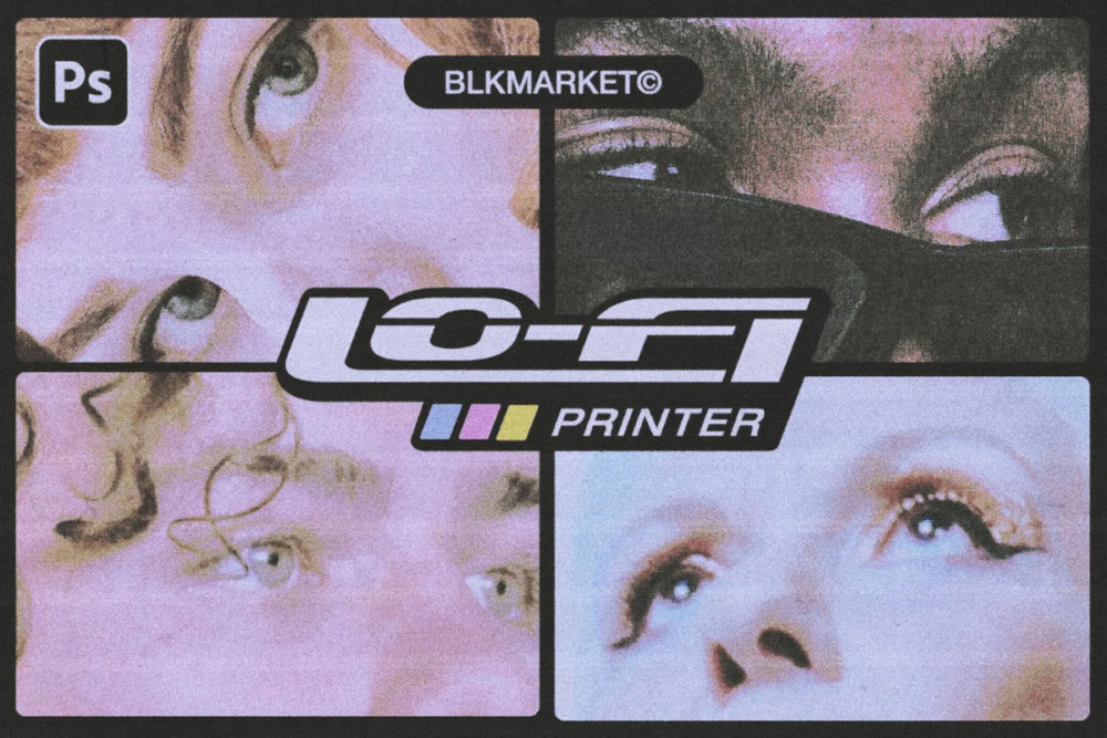 潮流复古做旧粗糙Lo-Fi打印效果照片图片处理ps样机模板素材 Blkmarket -  Lo-Fi Printer_img_2