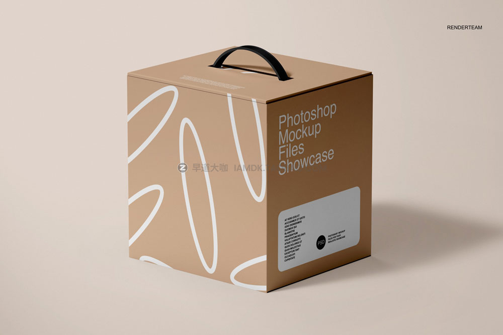 时尚牛皮纸正方形产品包装纸盒设计作品贴图ps样机模板 Paper Box Mockup Set_img_2