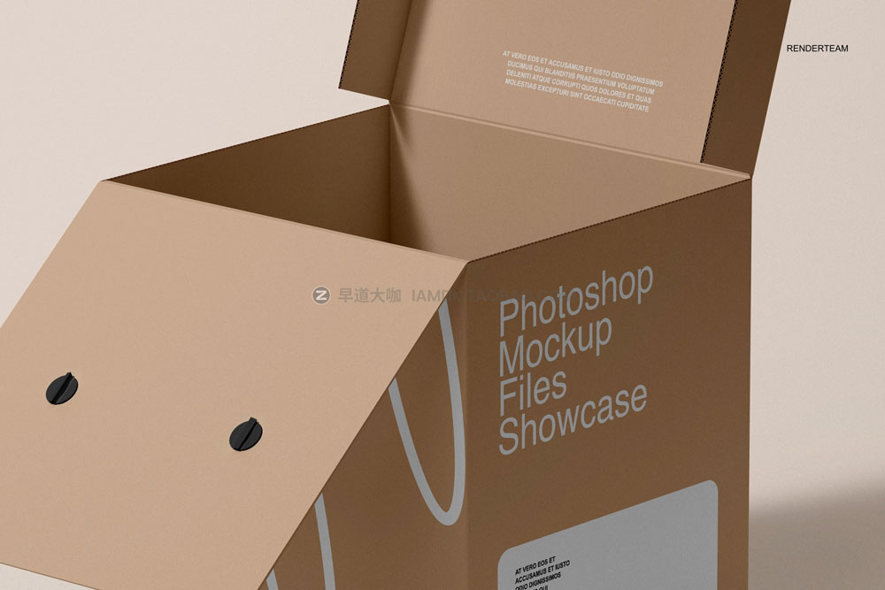 时尚牛皮纸正方形产品包装纸盒设计作品贴图ps样机模板 Paper Box Mockup Set_img_2