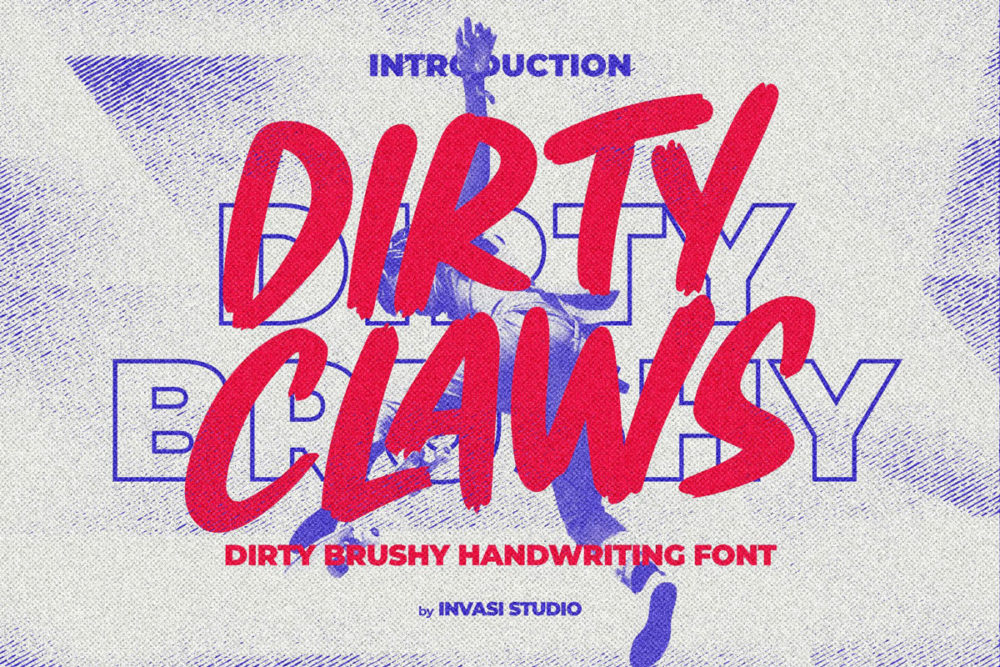 现代涂鸦风格大胆毛笔触感手写海报封面英文字体安装包 Dirty Claws - Brushy Font_img_2