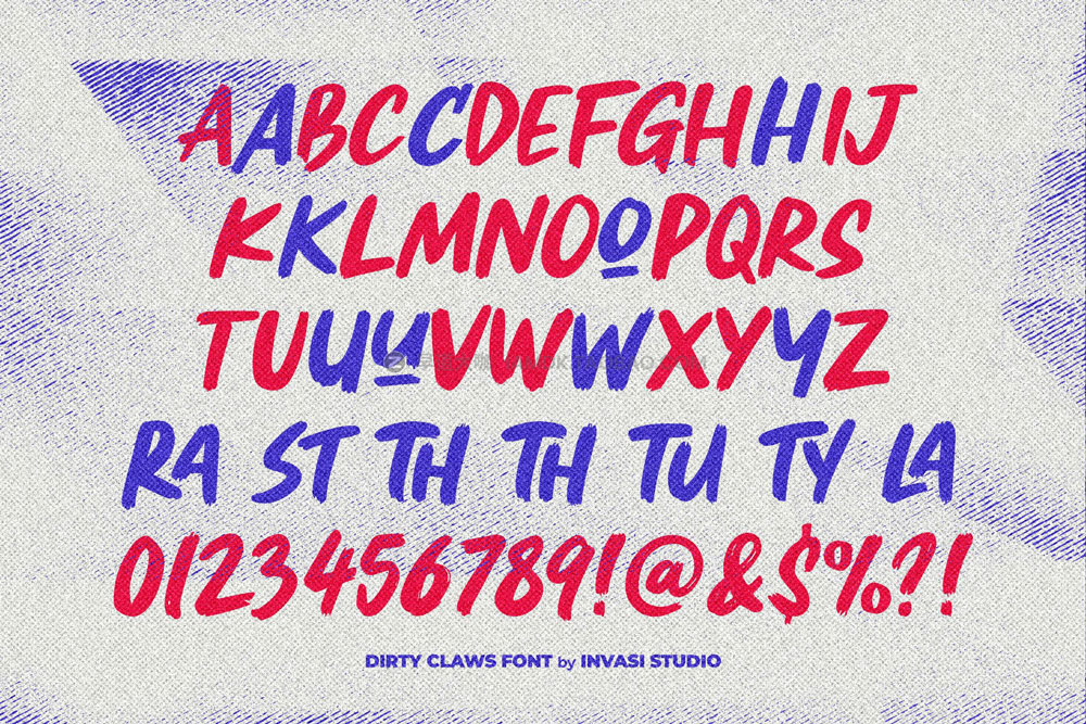 现代涂鸦风格大胆毛笔触感手写海报封面英文字体安装包 Dirty Claws - Brushy Font_img_2