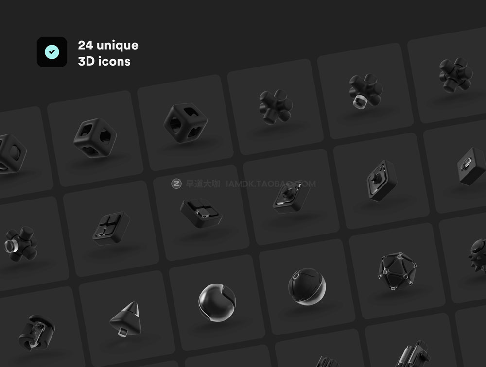 黑色科幻未来元宇宙3D立体抽象几何icon图标png免抠图片素材  Onix vol. 1 – 3D Icon Pack_img_2