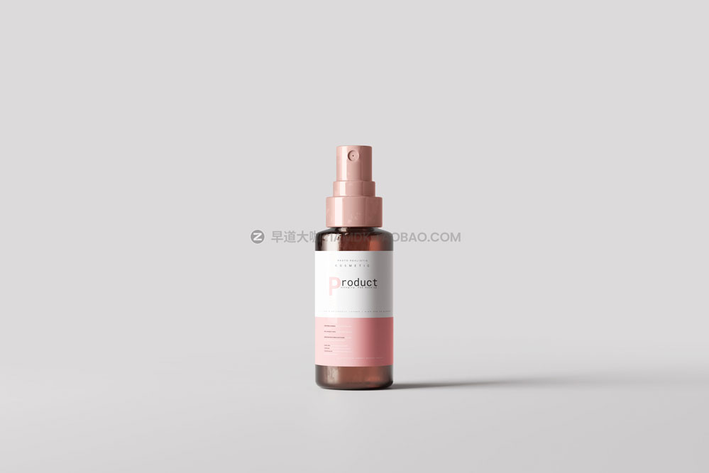 时尚简约化妆品喷雾瓶包装盒外观设计展示贴图psd样机模板 Spray Bottle Mockup_img_2