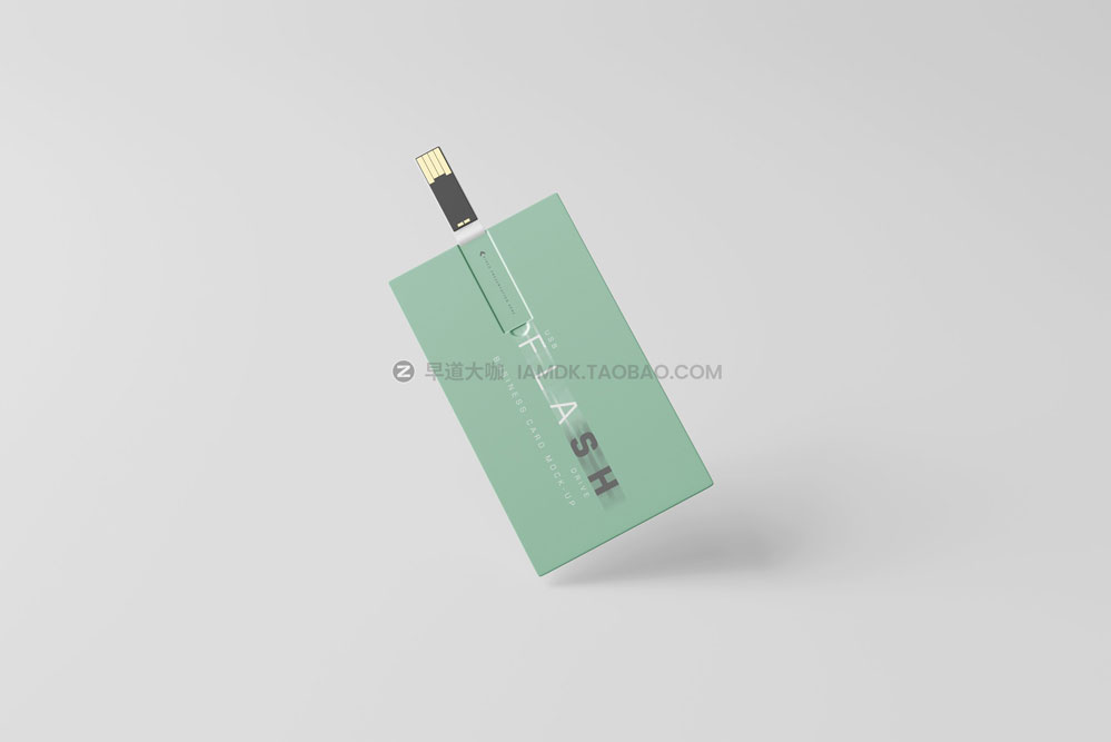 15款横向USB优盘存储器名片卡片设计展示贴图psd样机模板 USB Flash Drive Business Card Mockup_img_2