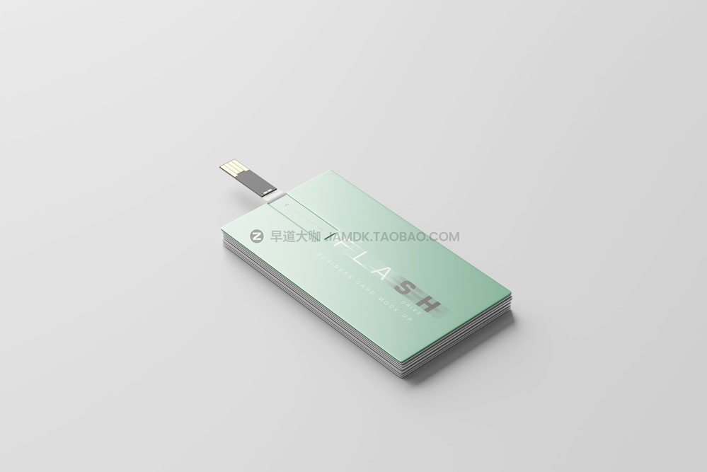 15款横向USB优盘存储器名片卡片设计展示贴图psd样机模板 USB Flash Drive Business Card Mockup_img_2