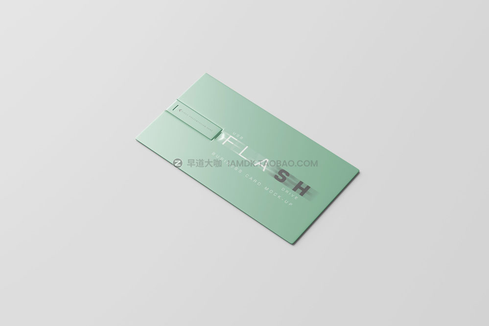 15款横向USB优盘存储器名片卡片设计展示贴图psd样机模板 USB Flash Drive Business Card Mockup_img_2