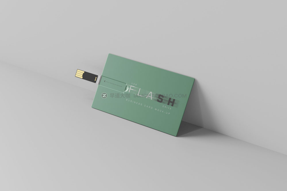 15款横向USB优盘存储器名片卡片设计展示贴图psd样机模板 USB Flash Drive Business Card Mockup_img_2