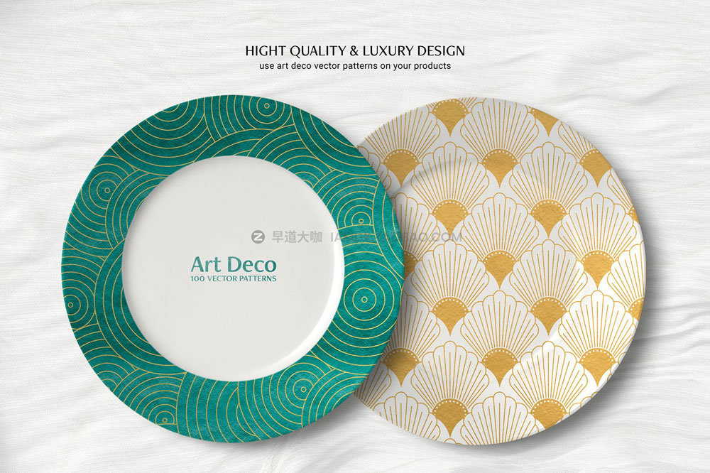 100款Art Deco工业几何奢华艺术装饰边框图案纹理底纹ai设计素材 100 Art Deco Patterns_img_2