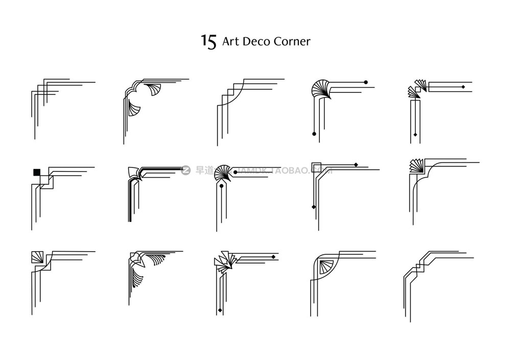 100款Art Deco工业几何奢华艺术装饰边框图案纹理底纹ai设计素材 100 Art Deco Patterns_img_2