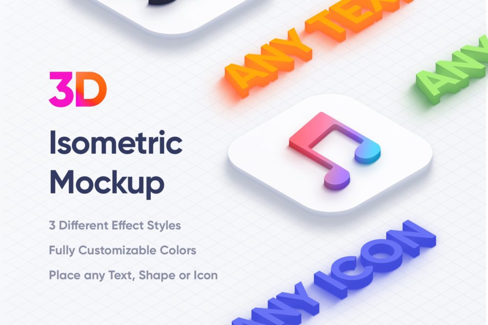 现代时尚等距3d图标logo设计展示贴图psd样机模板素材 Isometric 3D Mockups - PSD_img_2