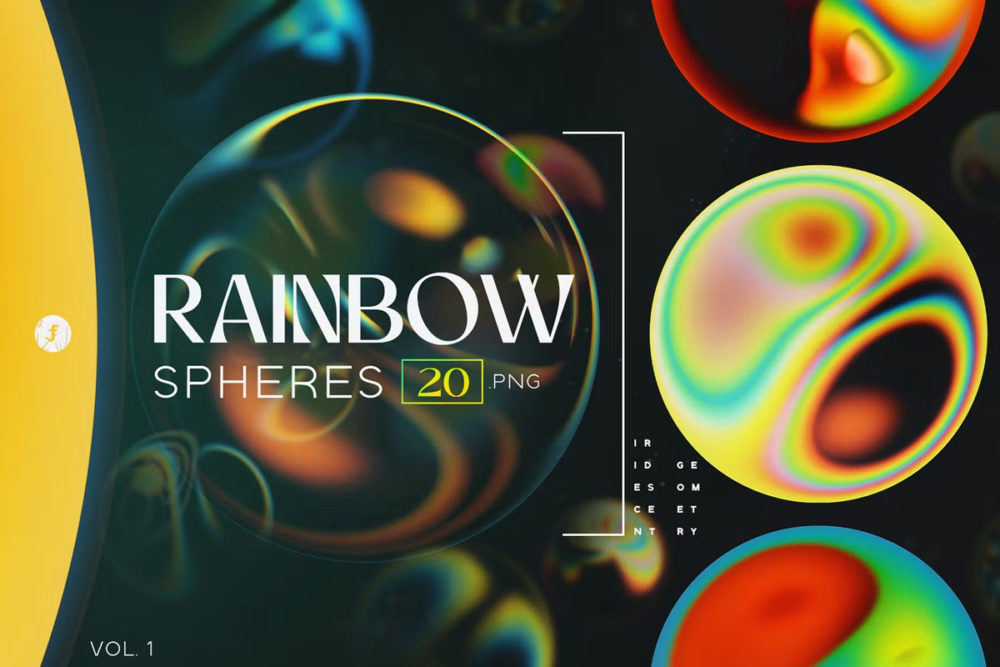 20款虹彩迷幻神秘球体照片叠加png免抠背景图片设计素材 Rainbow Spheres Vol. 1_img_2