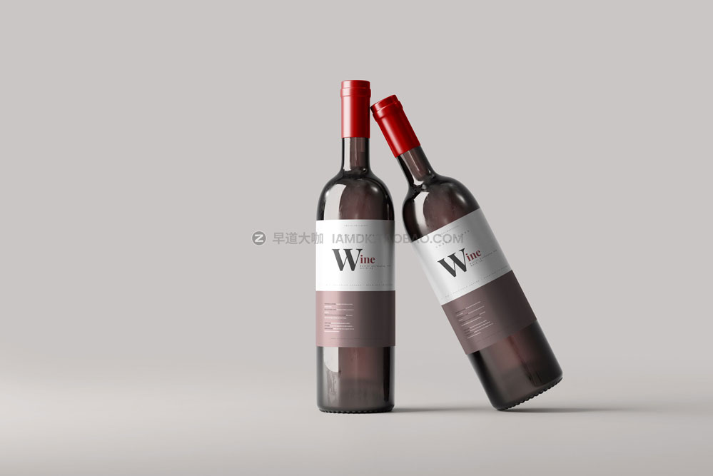 10款时尚琥珀色红酒玻璃瓶贴纸设计展示贴图样机psd模板 Wine Bottle Mockup_img_2