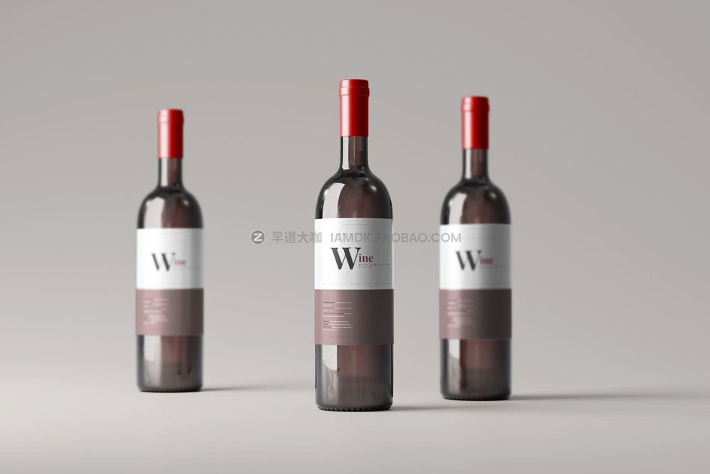 10款时尚琥珀色红酒玻璃瓶贴纸设计展示贴图样机psd模板 Wine Bottle Mockup_img_2