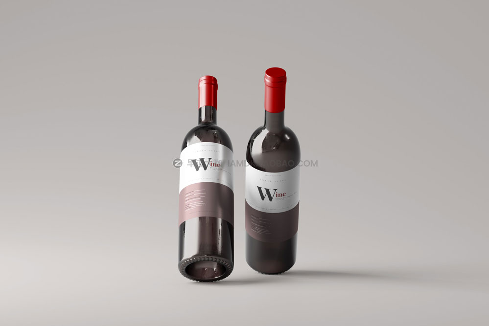 10款时尚琥珀色红酒玻璃瓶贴纸设计展示贴图样机psd模板 Wine Bottle Mockup_img_2