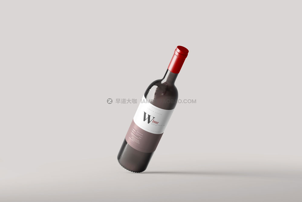 10款时尚琥珀色红酒玻璃瓶贴纸设计展示贴图样机psd模板 Wine Bottle Mockup_img_2