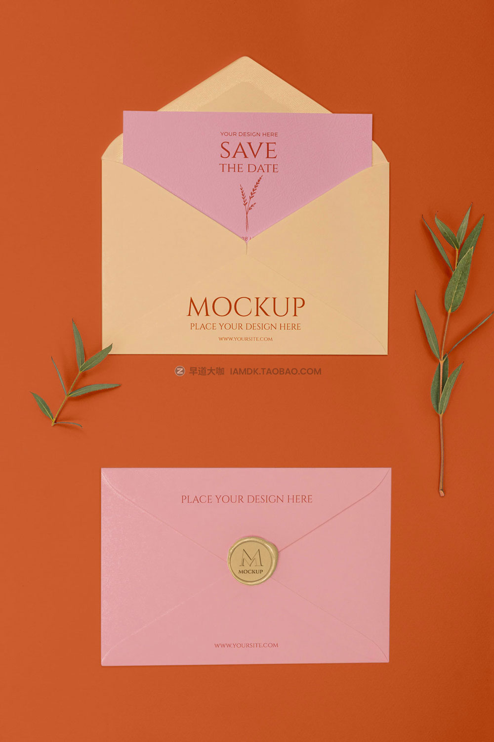 22款时尚质感火漆logo信封信纸设计展示贴图样机psd模板素材 Envelope Fire Paint Logo Mockup Template_img_2