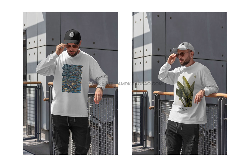 时尚男士运动衫卫衣棒球帽设计展示贴图样机模板素材 Sweatshirt & Cap Mockups_img_2