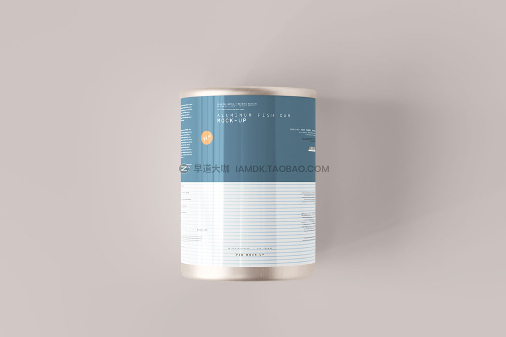 15款时尚食品罐头金属易拉罐贴纸设计展示贴图psd样机模板 Easy Open Large Food Can Mockup_img_2