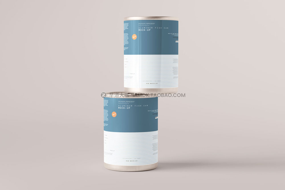 15款时尚食品罐头金属易拉罐贴纸设计展示贴图psd样机模板 Easy Open Large Food Can Mockup_img_2