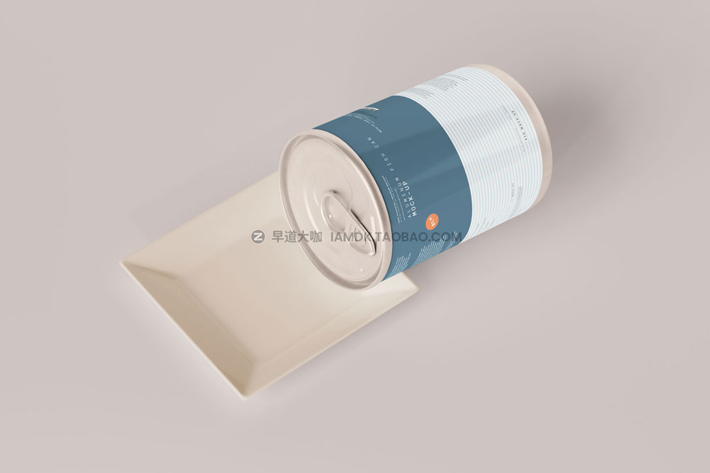 15款时尚食品罐头金属易拉罐贴纸设计展示贴图psd样机模板 Easy Open Large Food Can Mockup_img_2