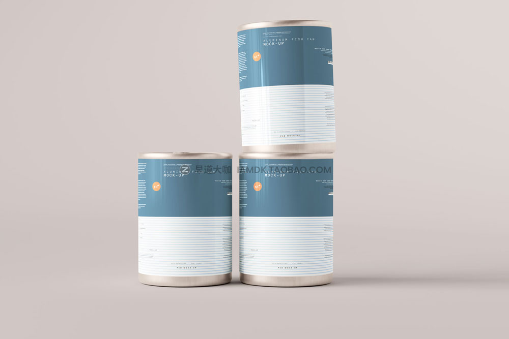 15款时尚食品罐头金属易拉罐贴纸设计展示贴图psd样机模板 Easy Open Large Food Can Mockup_img_2