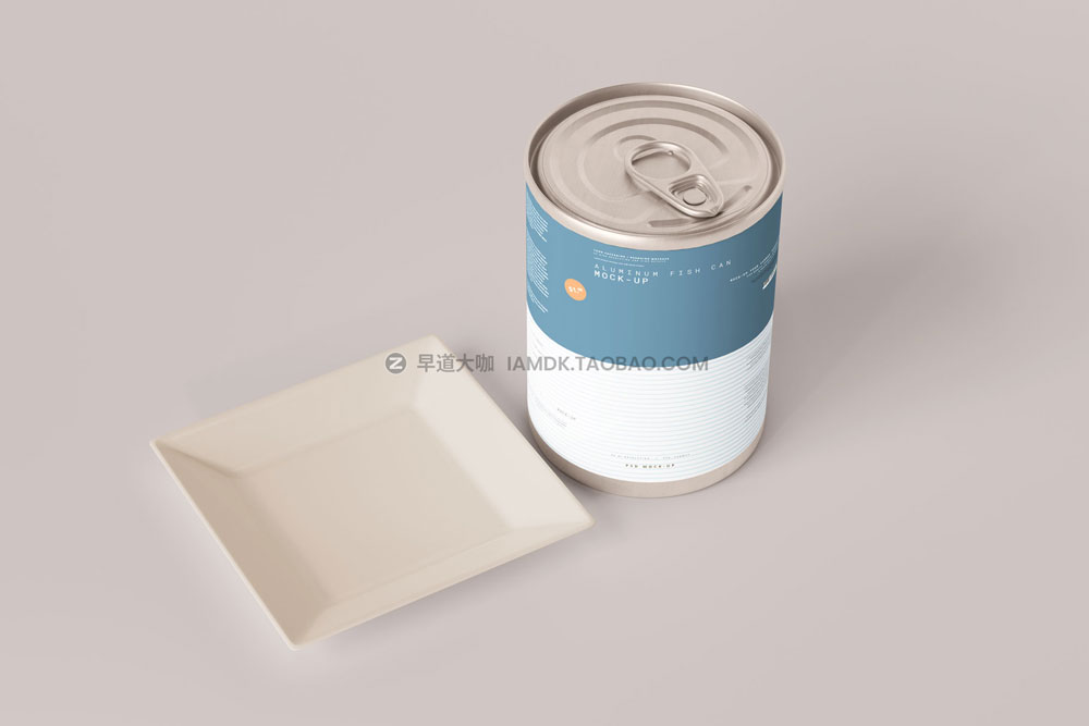 15款时尚食品罐头金属易拉罐贴纸设计展示贴图psd样机模板 Easy Open Large Food Can Mockup_img_2