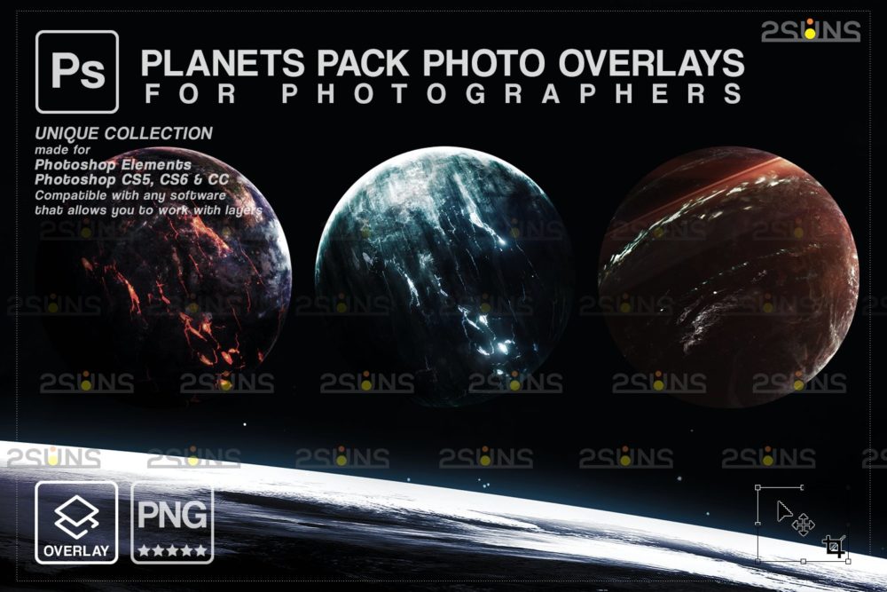 炫酷行星宇宙星空夜空银河空间背景图片设计素材 Planets Pack Photo Overlays_img_2