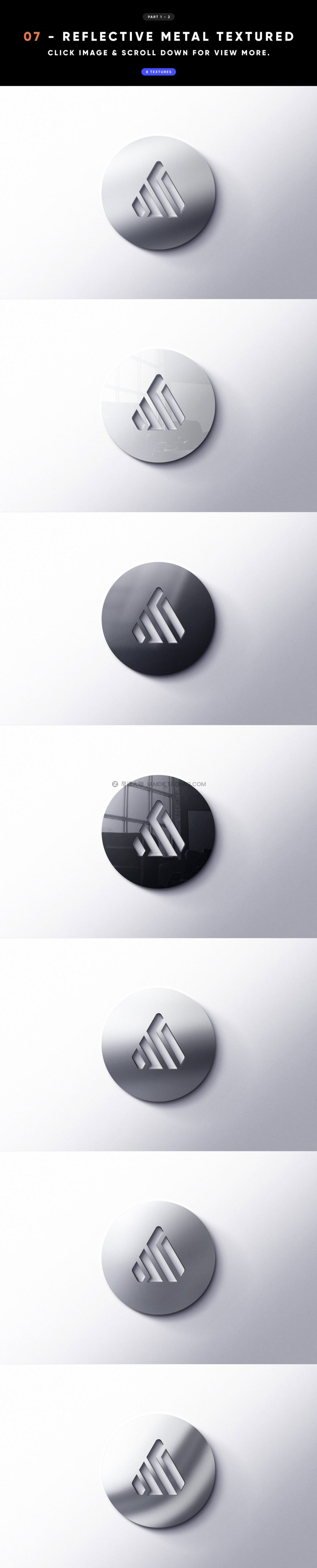 40种不同纹理logo标题徽标设计展示贴图效果psd样机模板素材 8 Front 3D Logo Mockups_img_2