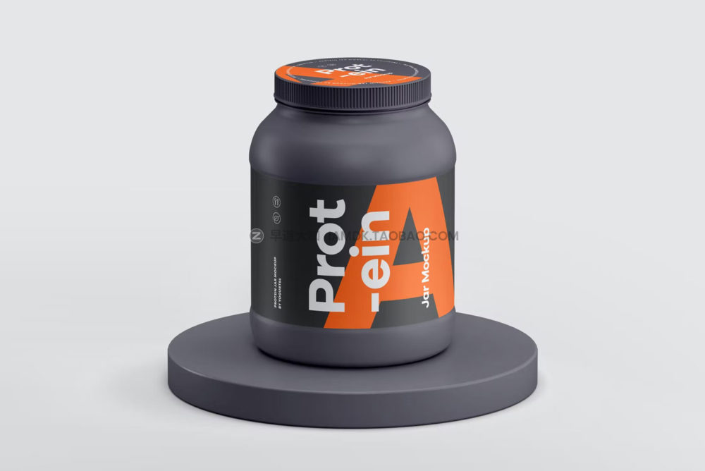 高级食品包装罐标签贴纸展示贴图样机模板素材 Protein Jar Mockup_img_2