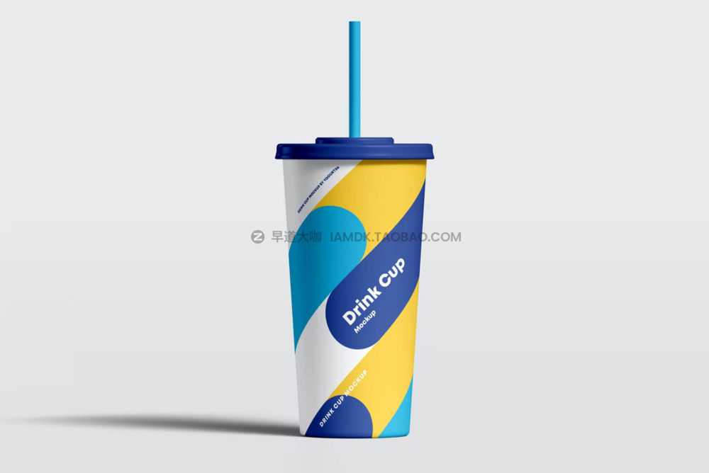 8款逼真一次性外卖吸管纸杯设计展示贴图psd样机模板 Drink Cup Mock-up_img_2