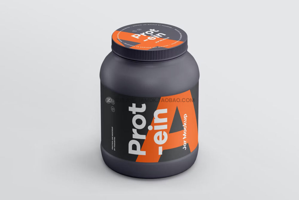 高级食品包装罐标签贴纸展示贴图样机模板素材 Protein Jar Mockup_img_2