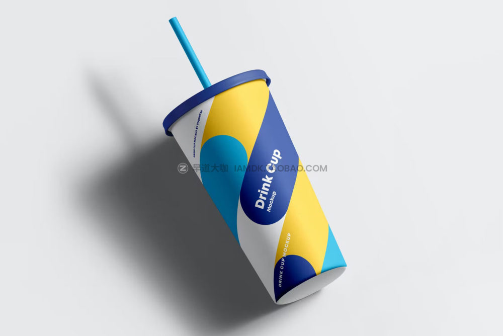 8款逼真一次性外卖吸管纸杯设计展示贴图psd样机模板 Drink Cup Mock-up_img_2